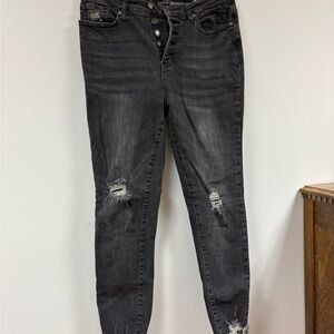 Judy Blue Charcoal Distressed Skinny Jeans